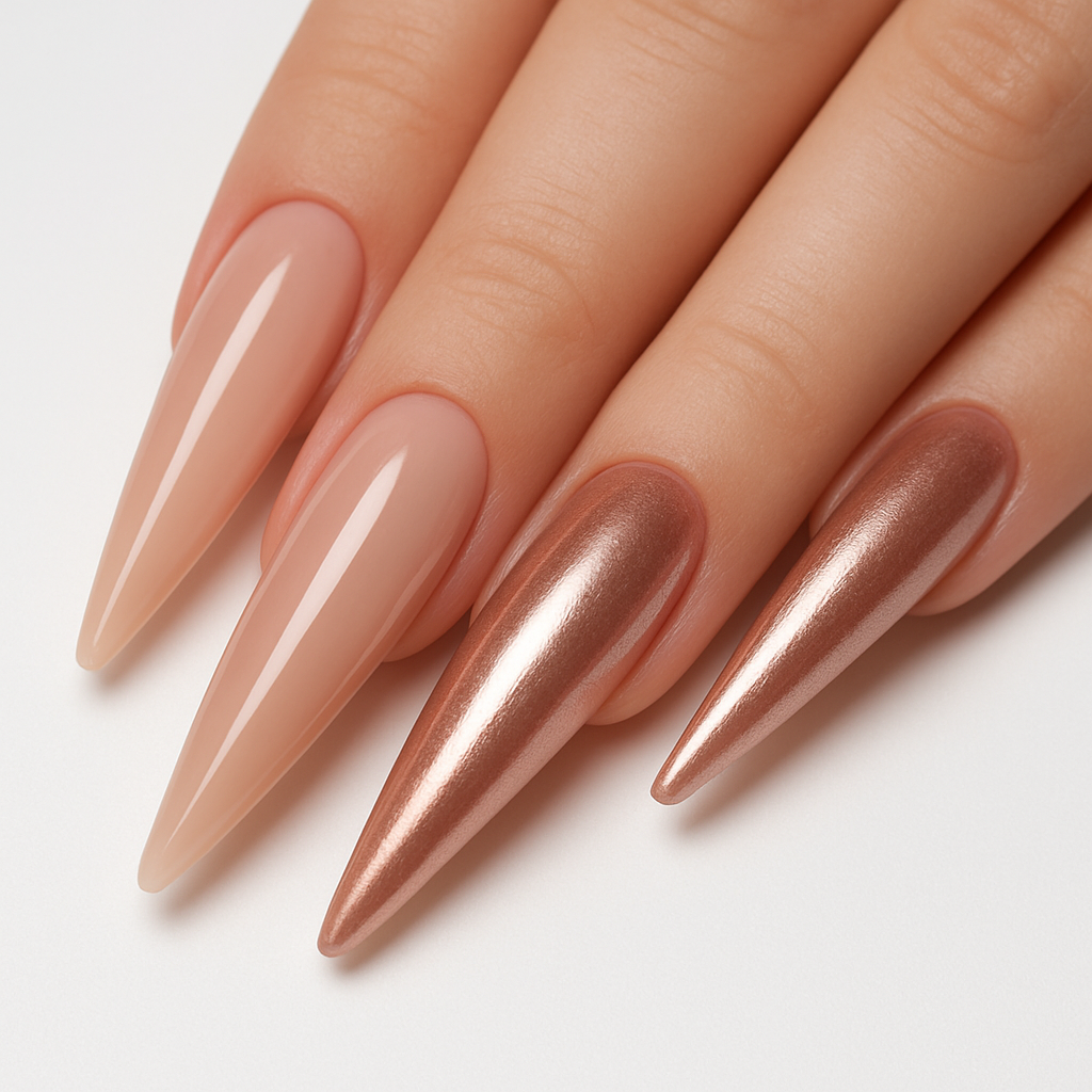 Acrylic nail extensions with glossy finish