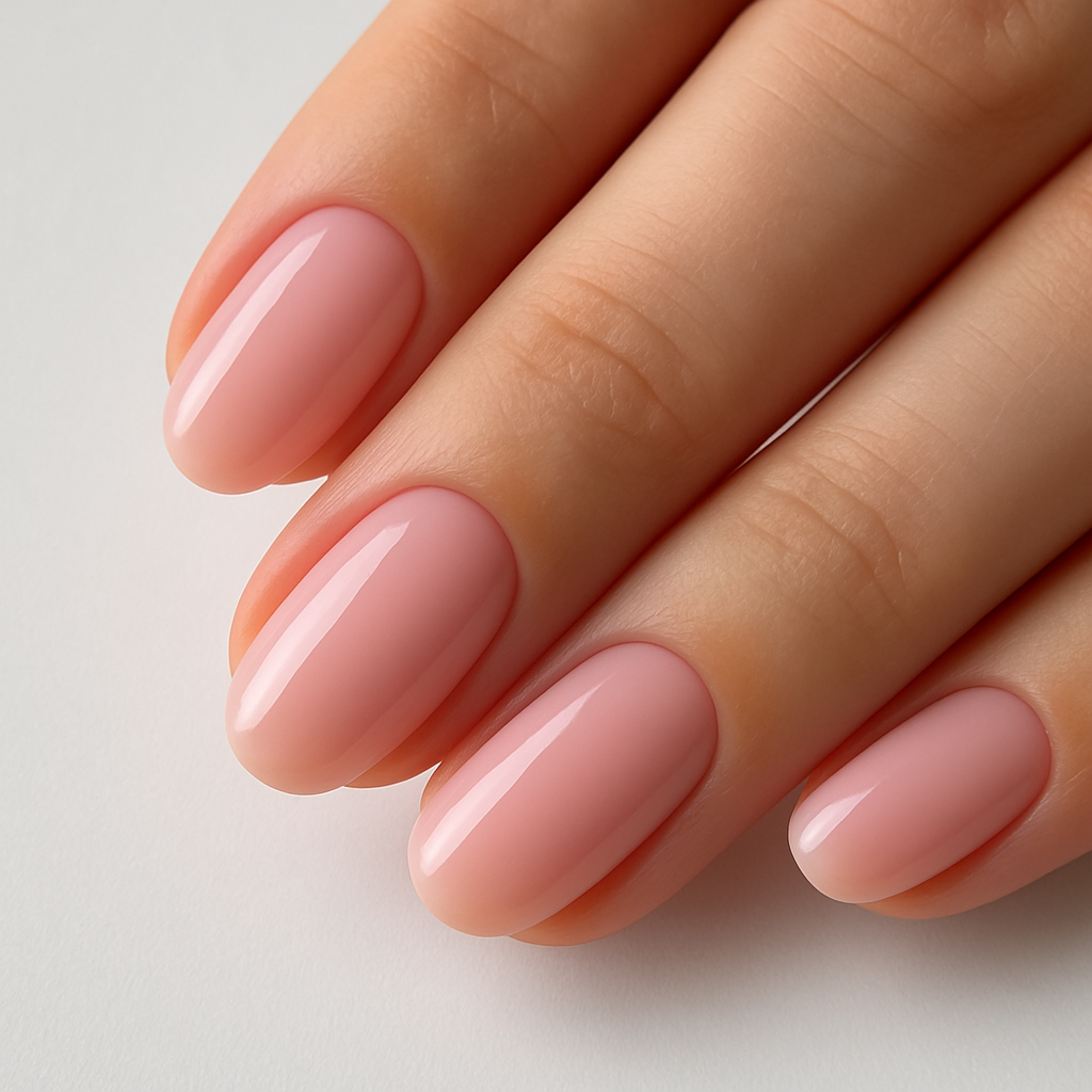 Manicured nails with soft pink nail polish